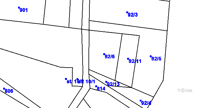 Parcela st. 92/6 v KÚ Řepčice, Katastrální mapa