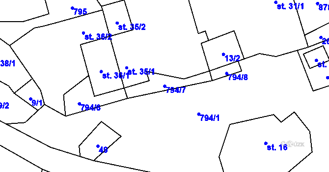 Parcela st. 794/7 v KÚ Řepčice, Katastrální mapa