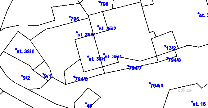 Parcela st. 35/1 v KÚ Řepčice, Katastrální mapa
