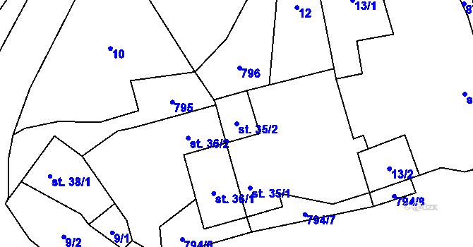 Parcela st. 35/2 v KÚ Řepčice, Katastrální mapa