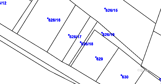 Parcela st. 626/18 v KÚ Řepčice, Katastrální mapa