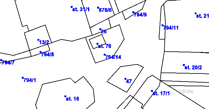 Parcela st. 794/14 v KÚ Řepčice, Katastrální mapa