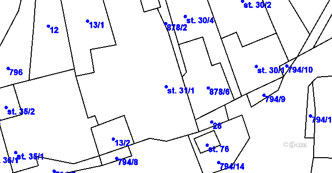Parcela st. 31/1 v KÚ Řepčice, Katastrální mapa