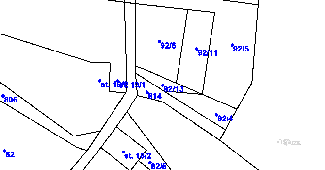 Parcela st. 92/13 v KÚ Řepčice, Katastrální mapa