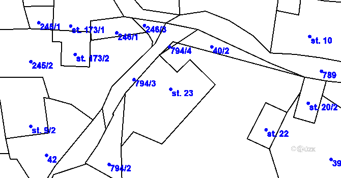 Parcela st. 23 v KÚ Třebušín, Katastrální mapa