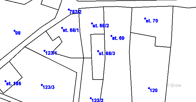 Parcela st. 68/3 v KÚ Třebušín, Katastrální mapa