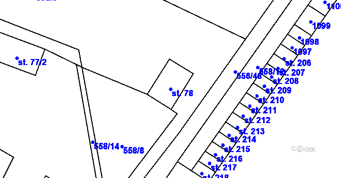 Parcela st. 78 v KÚ Třebušín, Katastrální mapa