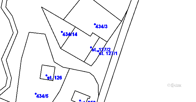 Parcela st. 127/1 v KÚ Třebušín, Katastrální mapa