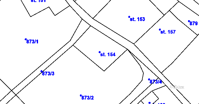 Parcela st. 154 v KÚ Třebušín, Katastrální mapa