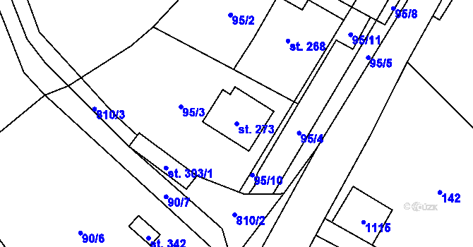 Parcela st. 273 v KÚ Třebušín, Katastrální mapa