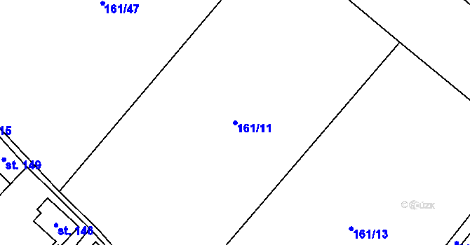Parcela st. 161/11 v KÚ Třebušín, Katastrální mapa