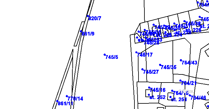 Parcela st. 745/5 v KÚ Třebušín, Katastrální mapa