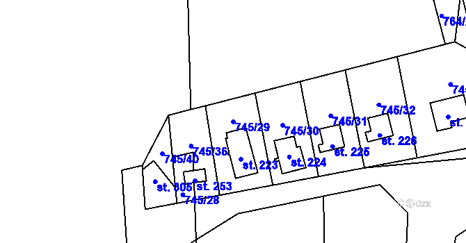 Parcela st. 745/29 v KÚ Třebušín, Katastrální mapa