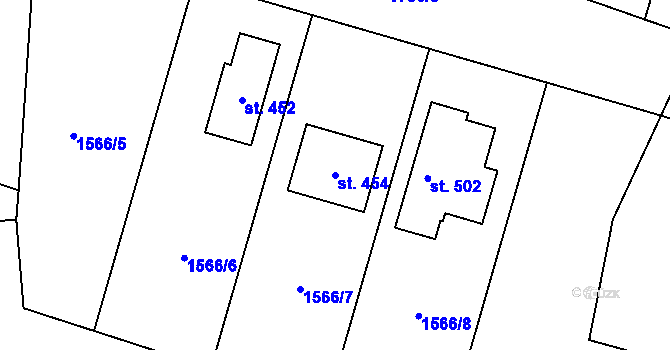 Parcela st. 454 v KÚ Třemblat, Katastrální mapa