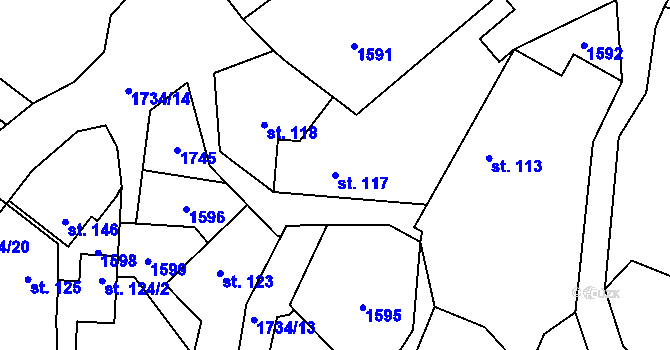 Parcela st. 117 v KÚ Třemblat, Katastrální mapa
