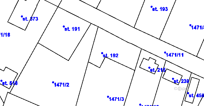 Parcela st. 192 v KÚ Třemblat, Katastrální mapa