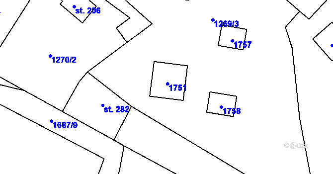 Parcela st. 204 v KÚ Třemblat, Katastrální mapa