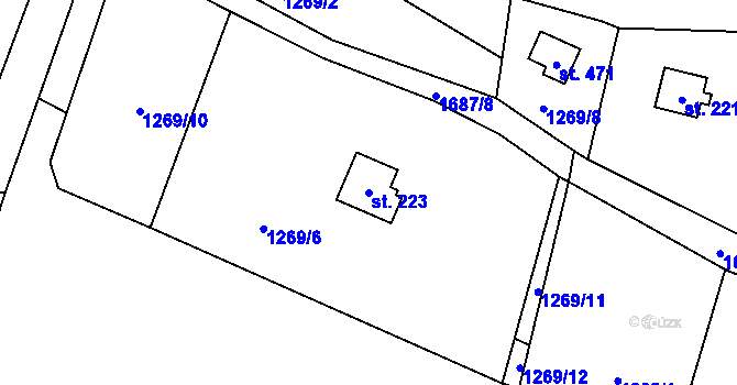 Parcela st. 223 v KÚ Třemblat, Katastrální mapa