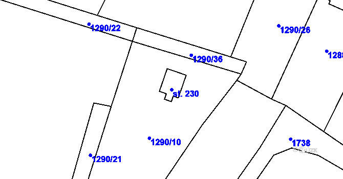 Parcela st. 230 v KÚ Třemblat, Katastrální mapa
