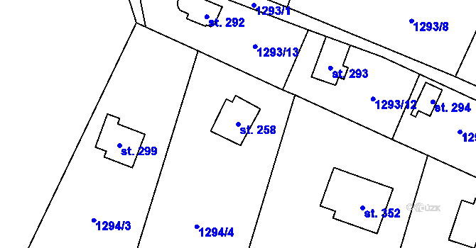 Parcela st. 258 v KÚ Třemblat, Katastrální mapa