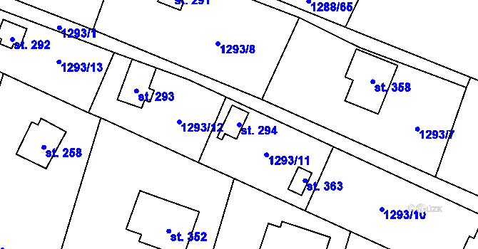 Parcela st. 294 v KÚ Třemblat, Katastrální mapa