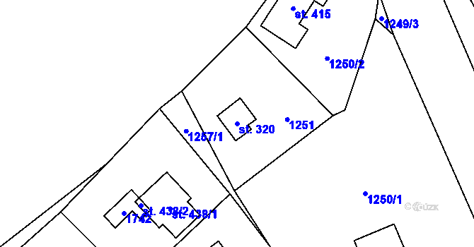 Parcela st. 320 v KÚ Třemblat, Katastrální mapa