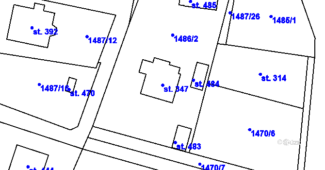 Parcela st. 347 v KÚ Třemblat, Katastrální mapa