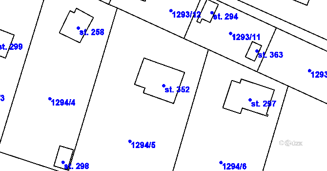 Parcela st. 352 v KÚ Třemblat, Katastrální mapa