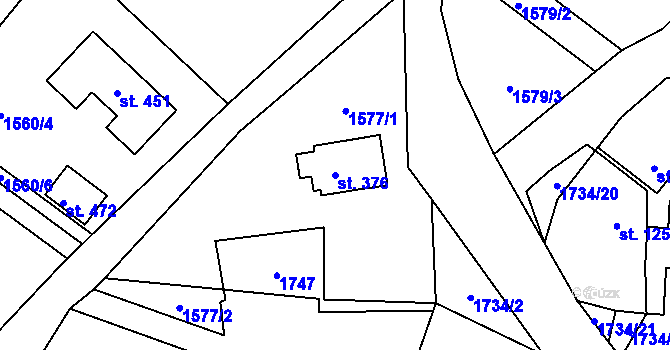 Parcela st. 376 v KÚ Třemblat, Katastrální mapa