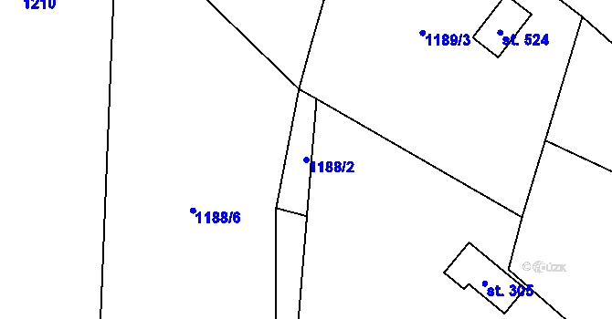 Parcela st. 1188/2 v KÚ Třemblat, Katastrální mapa