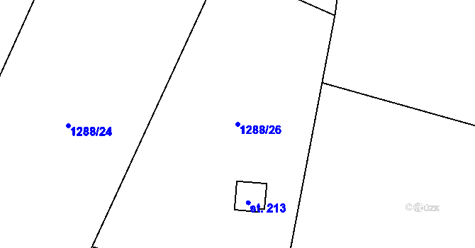 Parcela st. 1288/26 v KÚ Třemblat, Katastrální mapa