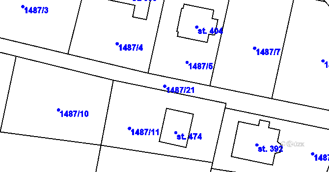 Parcela st. 1487/21 v KÚ Třemblat, Katastrální mapa