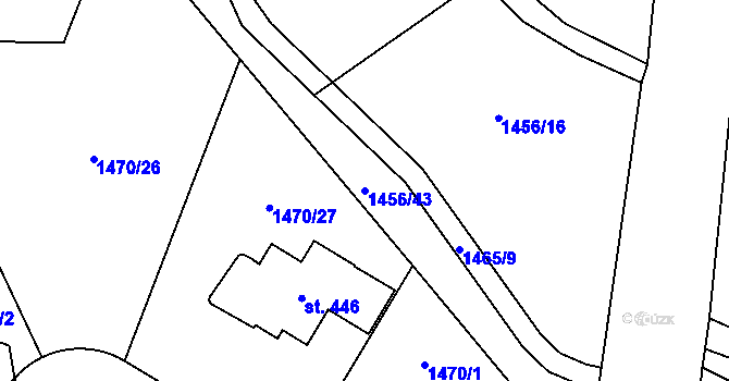 Parcela st. 1456/43 v KÚ Třemblat, Katastrální mapa