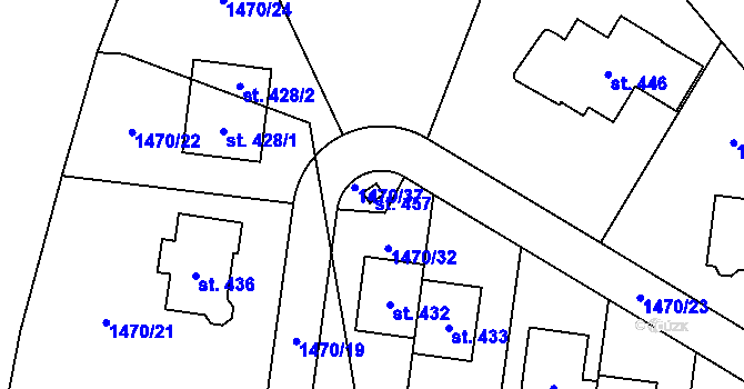 Parcela st. 457 v KÚ Třemblat, Katastrální mapa