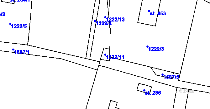 Parcela st. 1222/11 v KÚ Třemblat, Katastrální mapa