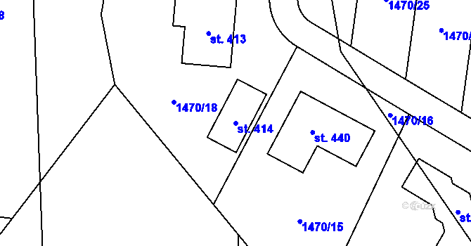 Parcela st. 414 v KÚ Třemblat, Katastrální mapa