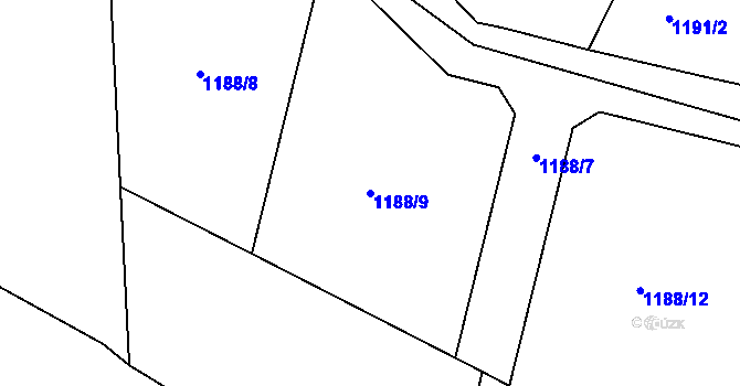 Parcela st. 1188/9 v KÚ Třemblat, Katastrální mapa