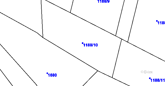 Parcela st. 1188/10 v KÚ Třemblat, Katastrální mapa