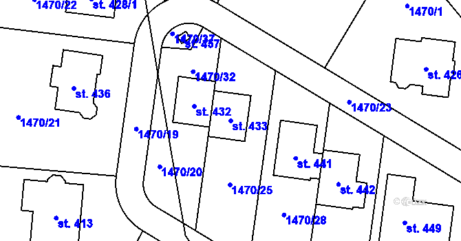 Parcela st. 433 v KÚ Třemblat, Katastrální mapa