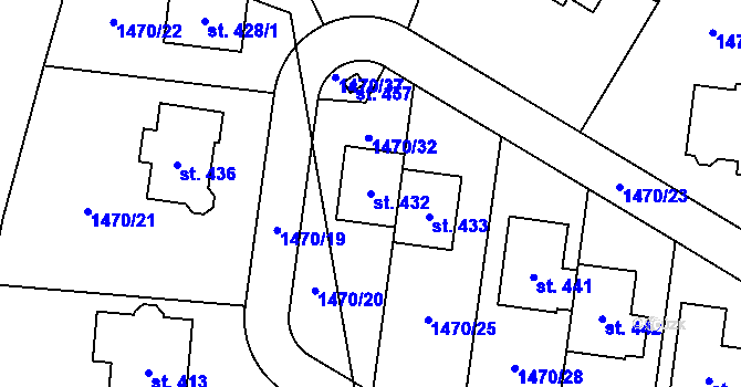 Parcela st. 432 v KÚ Třemblat, Katastrální mapa