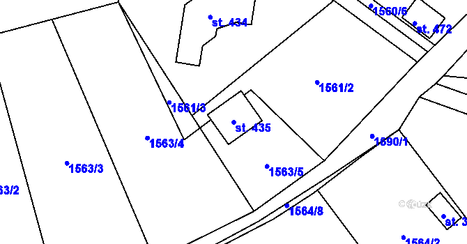 Parcela st. 435 v KÚ Třemblat, Katastrální mapa
