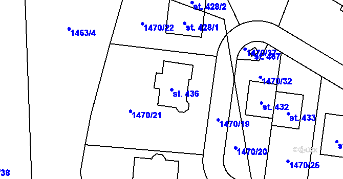 Parcela st. 436 v KÚ Třemblat, Katastrální mapa