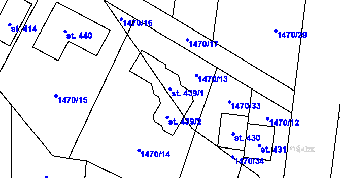 Parcela st. 439/1 v KÚ Třemblat, Katastrální mapa