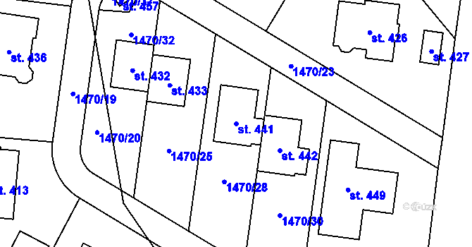 Parcela st. 441 v KÚ Třemblat, Katastrální mapa