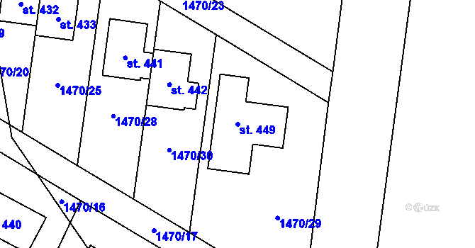 Parcela st. 449 v KÚ Třemblat, Katastrální mapa