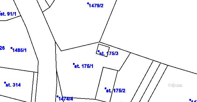 Parcela st. 175/3 v KÚ Třemblat, Katastrální mapa