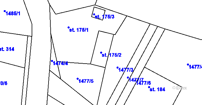 Parcela st. 175/2 v KÚ Třemblat, Katastrální mapa