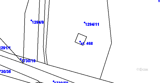 Parcela st. 468 v KÚ Třemblat, Katastrální mapa