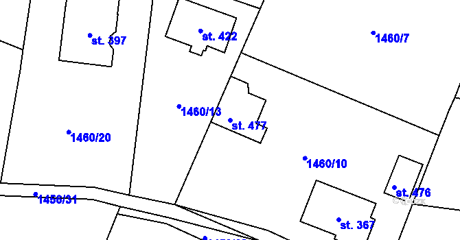 Parcela st. 477 v KÚ Třemblat, Katastrální mapa