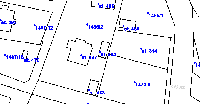 Parcela st. 484 v KÚ Třemblat, Katastrální mapa